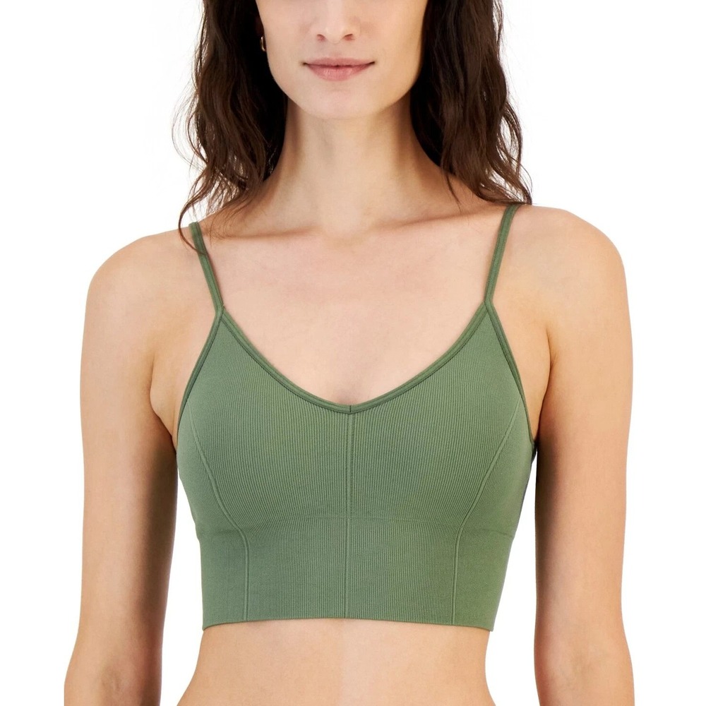 Jenni Ribbed Knit Cropped Tank Top Sage Green Sleeveless Sz XL  / #8128‎